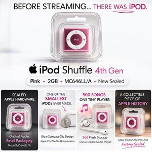 NEW Apple iPod Shuffle 4th Gen Pink 2GB SEALED Clip MP3 Player Rare